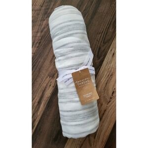 New Common Thread Bamboo Eco Melange Gray Ivory Beach Towel 36 X 70